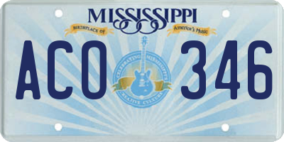 MS license plate ACO346