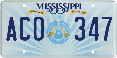 MS license plate ACO347