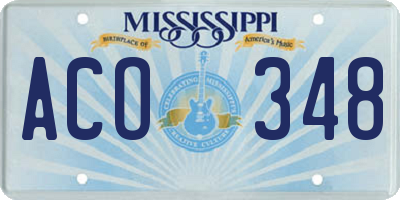 MS license plate ACO348