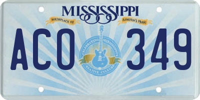 MS license plate ACO349