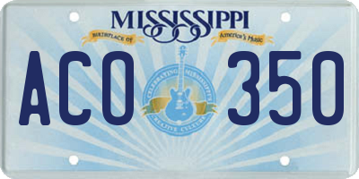 MS license plate ACO350