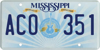 MS license plate ACO351