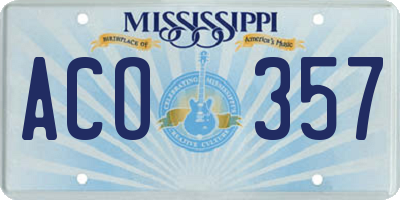 MS license plate ACO357
