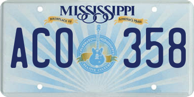MS license plate ACO358