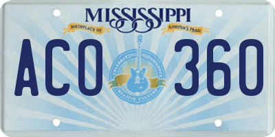 MS license plate ACO360