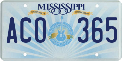 MS license plate ACO365