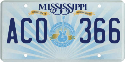 MS license plate ACO366