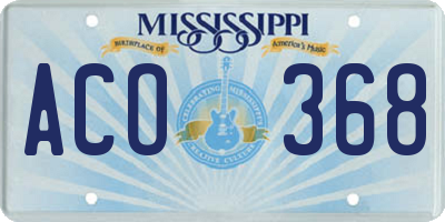 MS license plate ACO368