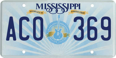 MS license plate ACO369