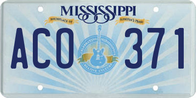 MS license plate ACO371