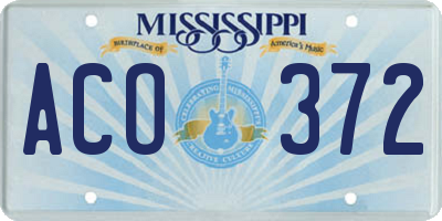 MS license plate ACO372