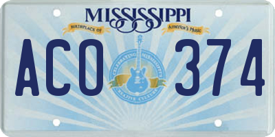 MS license plate ACO374