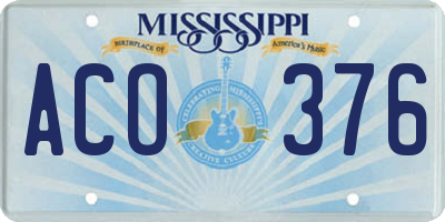 MS license plate ACO376