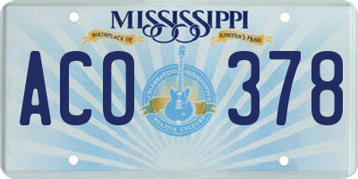 MS license plate ACO378