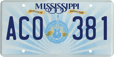 MS license plate ACO381
