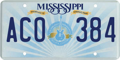 MS license plate ACO384