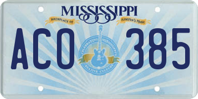 MS license plate ACO385