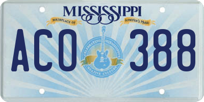 MS license plate ACO388