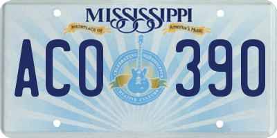 MS license plate ACO390