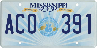MS license plate ACO391