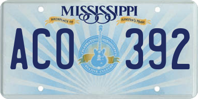 MS license plate ACO392