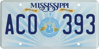 MS license plate ACO393