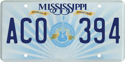 MS license plate ACO394