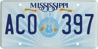 MS license plate ACO397