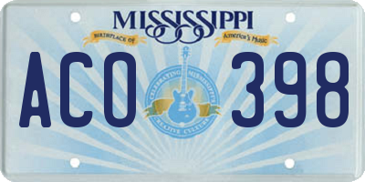 MS license plate ACO398