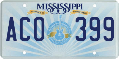 MS license plate ACO399