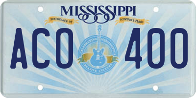 MS license plate ACO400