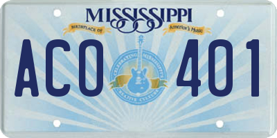 MS license plate ACO401