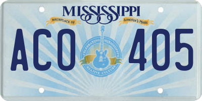 MS license plate ACO405