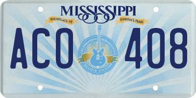 MS license plate ACO408