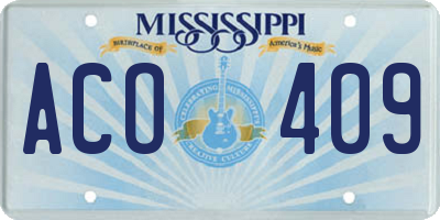 MS license plate ACO409