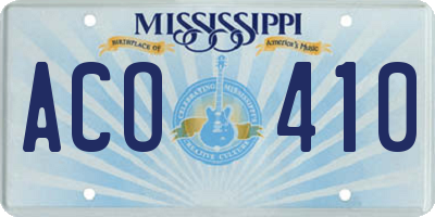 MS license plate ACO410