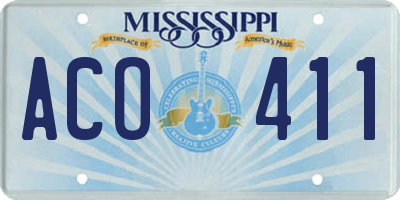 MS license plate ACO411