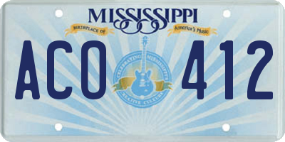 MS license plate ACO412