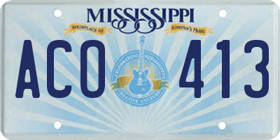 MS license plate ACO413