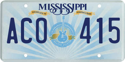 MS license plate ACO415