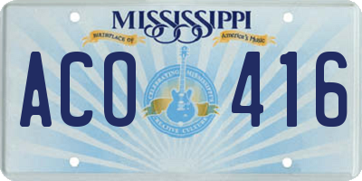 MS license plate ACO416