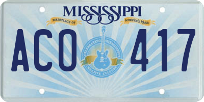 MS license plate ACO417