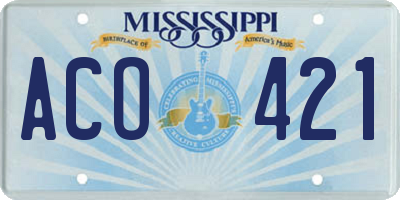 MS license plate ACO421