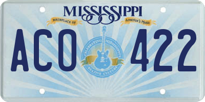 MS license plate ACO422