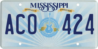 MS license plate ACO424
