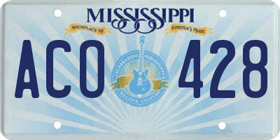 MS license plate ACO428