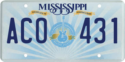 MS license plate ACO431
