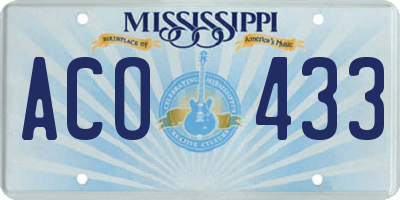 MS license plate ACO433