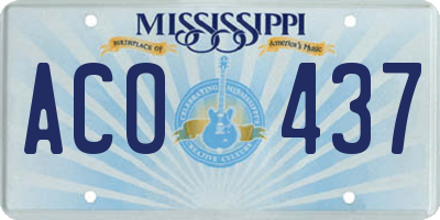 MS license plate ACO437