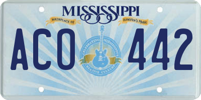 MS license plate ACO442